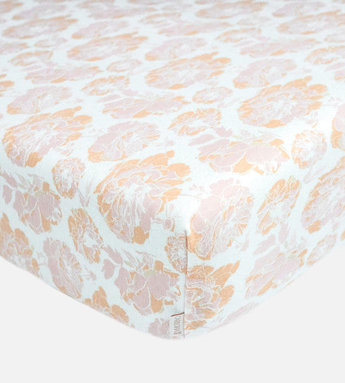 Bamboo Crib Sheets - Floral Burst Vintage Blush