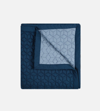 Bamboo Percale Quilt - Geo Ocean Blue