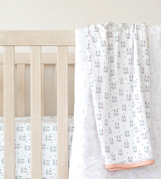 Bamboo Receiving Blanket - Bunny Dreamy White