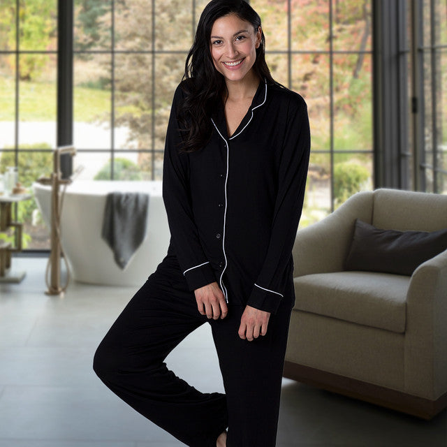 Cariloha Women Sleepwear Set Long Sleeves & Pants Black