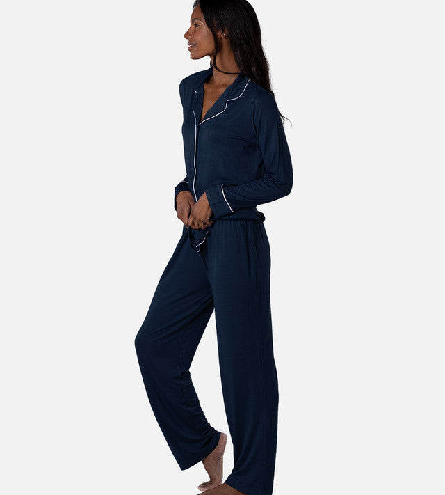 Cariloha Women Sleepwear Set Long Sleeves & Pants Nightfall Navy