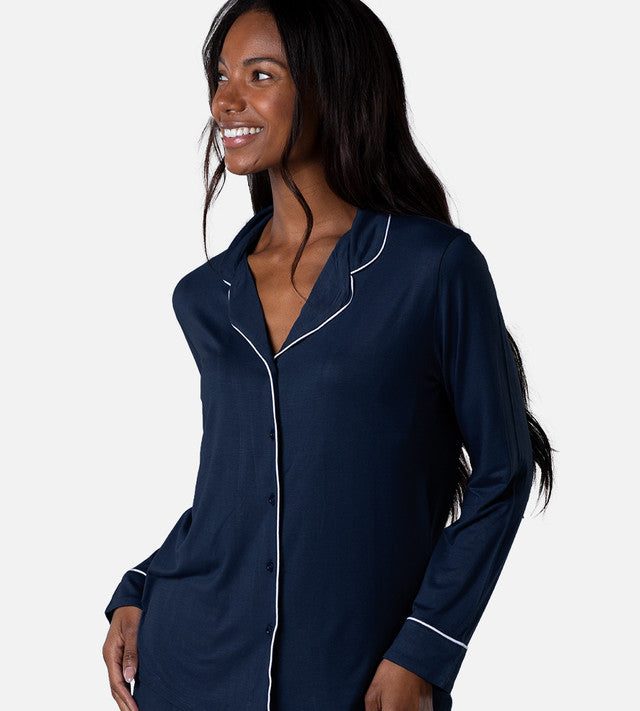 Cariloha Women Sleepwear Set Long Sleeves & Pants Nightfall Navy